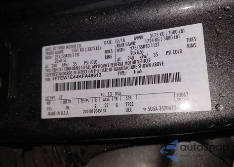 2019 Ford F-150 Xlt from USA, damaged, VIN 1FTEW1E44KFA49613
